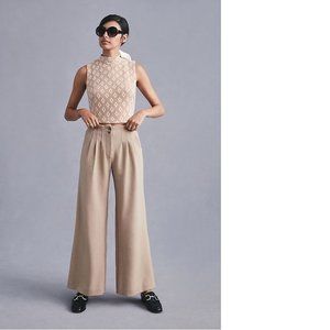 Elegant Tan Wide-Leg Pants